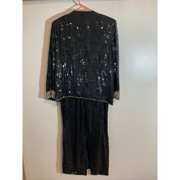 Stenay M Silk Sequin Black Blazer Skirt Combo Beaded Vintage Swinger Flapper - Picture 6 of 14